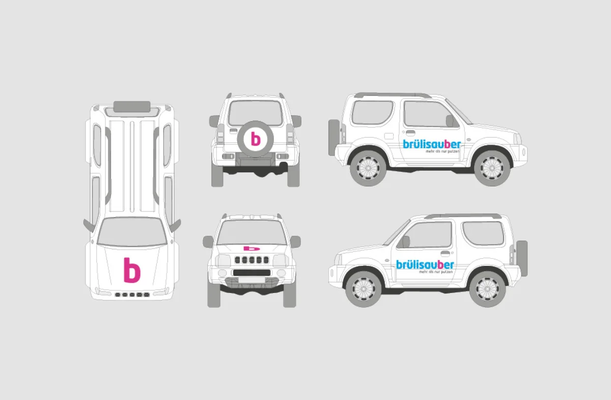 Brülisauber Branding mit Fahrzeug und visueller Markenanwendung